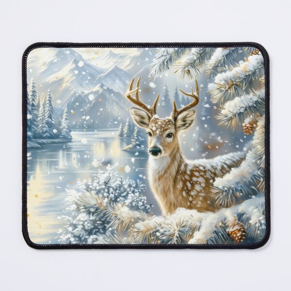 Item preview, Buck in a Snowy Winter Forest Landscape designed and sold by MargaretWiktor.