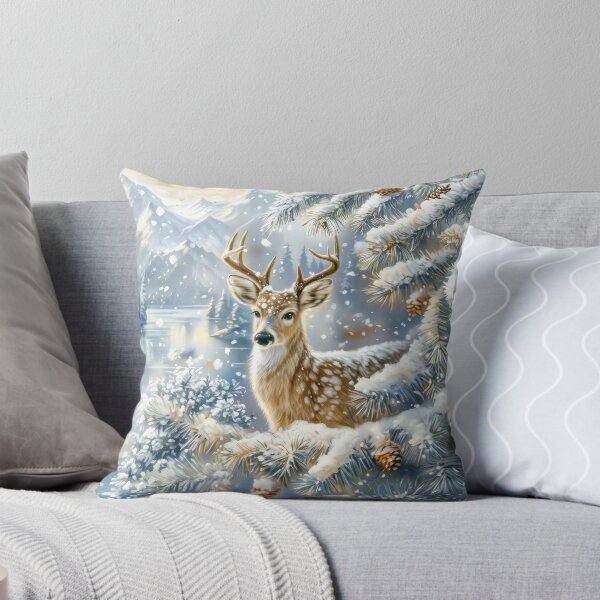 Item preview, Buck in a Snowy Winter Forest Landscape designed and sold by MargaretWiktor.