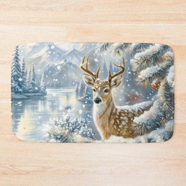 Item preview, Buck in a Snowy Winter Forest Landscape designed and sold by MargaretWiktor.
