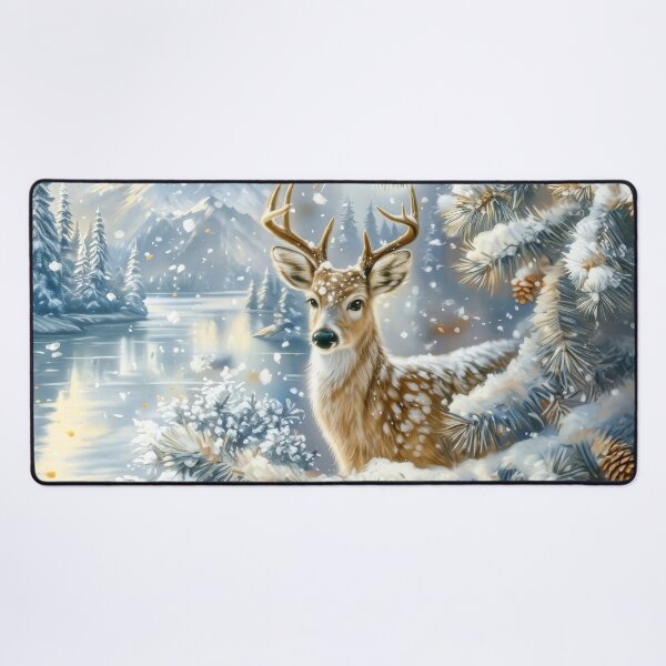 Item preview, Buck in a Snowy Winter Forest Landscape designed and sold by MargaretWiktor.