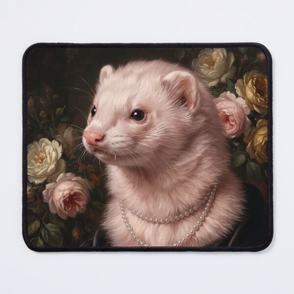 Item preview, Regal White Ferret with Pearl Necklace designed and sold by Real Beast Art.