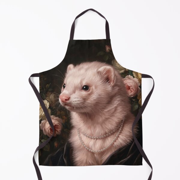 Item preview, Regal White Ferret with Pearl Necklace designed and sold by Real Beast Art.