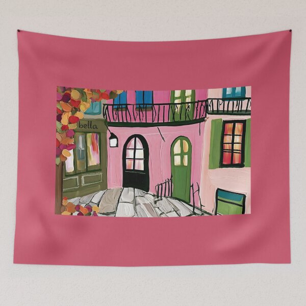 Item preview, Charming Autumn Street Scene with Colorful Architecture, Cafes and Warm Fall Foliage designed and sold by OlfactoART Studio.