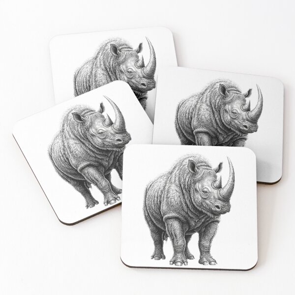 Item preview, Woolly Rhino - Realistic Black And White designed and sold by Minimalisticaly.