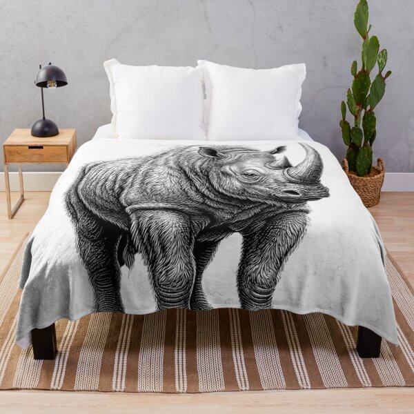 Item preview, Woolly Rhino - Realistic Black And White designed and sold by Minimalisticaly.