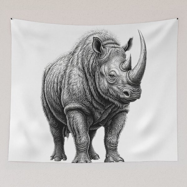 Item preview, Woolly Rhino - Realistic Black And White designed and sold by Minimalisticaly.