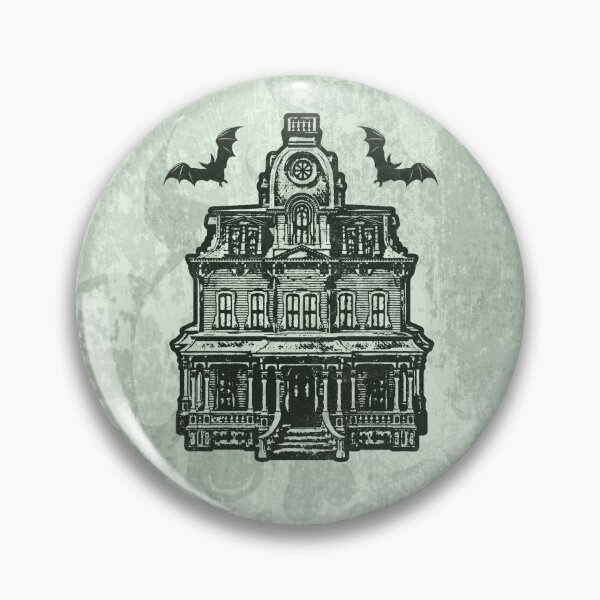 Item preview, Haunted Victorian Mansion Bats Gothic House Woodcut Green designed and sold by Ghoul Enterprises.