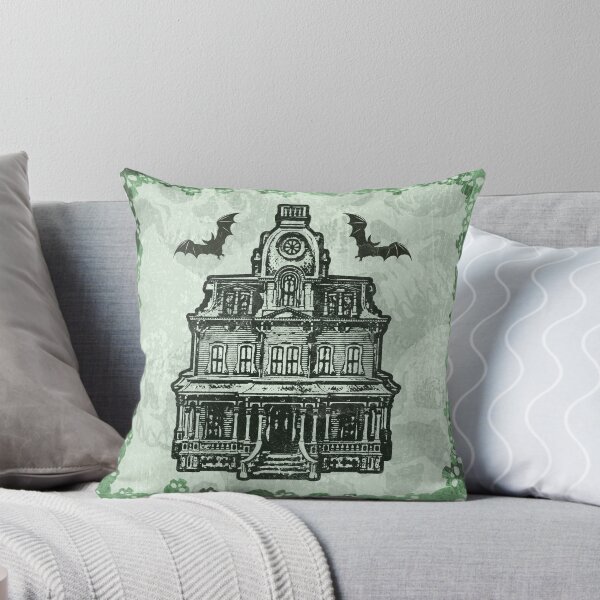 Item preview, Haunted Victorian Mansion Bats Gothic House Woodcut Green designed and sold by Ghoul Enterprises.