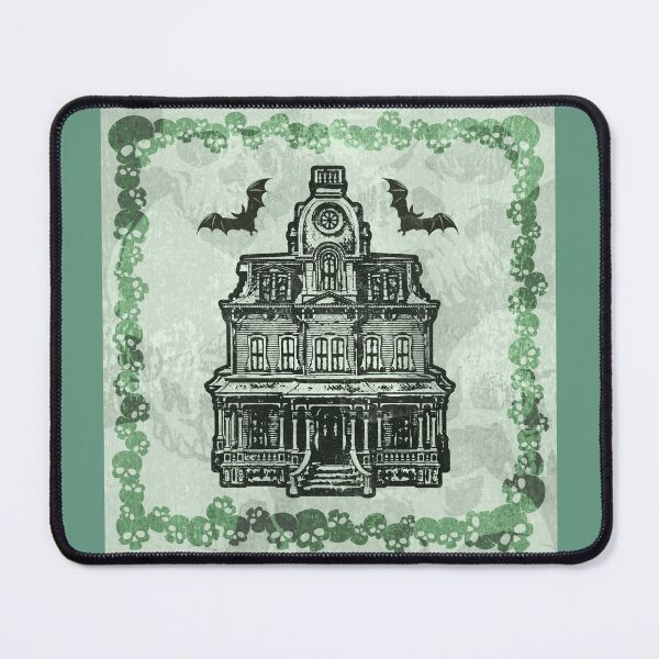 Item preview, Haunted Victorian Mansion Bats Gothic House Woodcut Green designed and sold by Ghoul Enterprises.