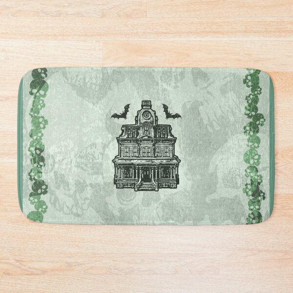 Item preview, Haunted Victorian Mansion Bats Gothic House Woodcut Green designed and sold by Ghoul Enterprises.