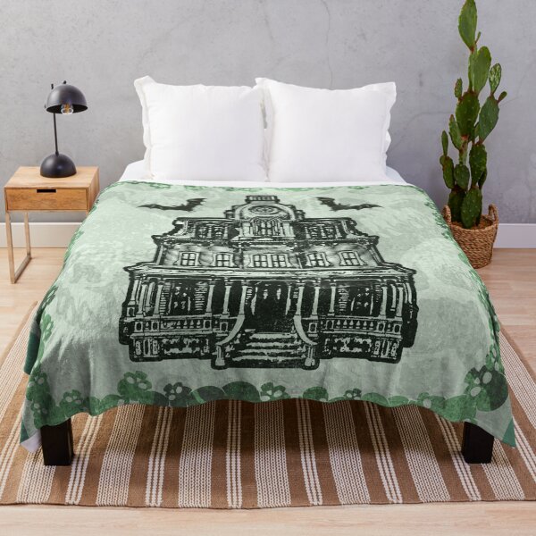 Item preview, Haunted Victorian Mansion Bats Gothic House Woodcut Green designed and sold by Ghoul Enterprises.