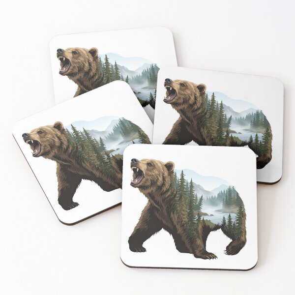 Item preview, Roaring Grizzly Bear Forest Double Exposure Artwork designed and sold by Rahat3344.