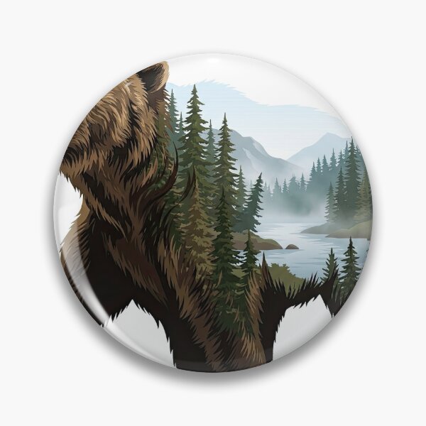 Item preview, Roaring Grizzly Bear Forest Double Exposure Artwork designed and sold by Rahat3344.