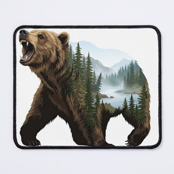 Item preview, Roaring Grizzly Bear Forest Double Exposure Artwork designed and sold by Rahat3344.