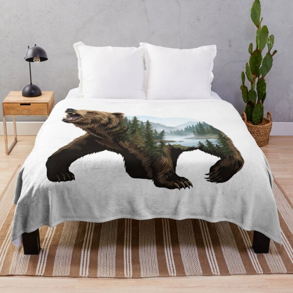 Item preview, Roaring Grizzly Bear Forest Double Exposure Artwork designed and sold by Rahat3344.