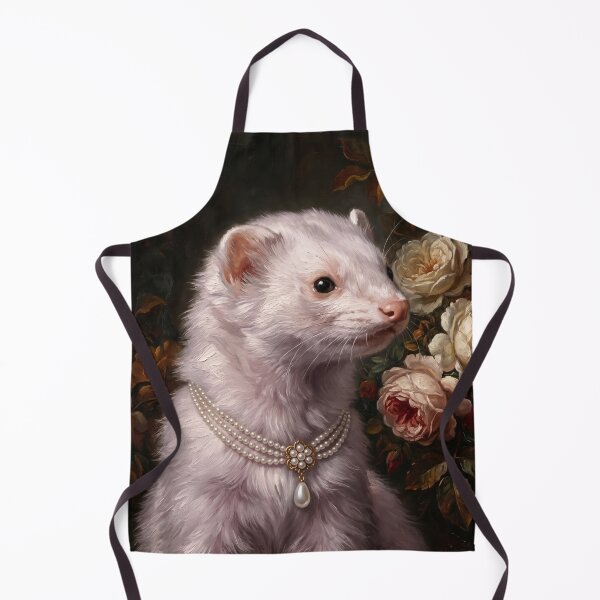 Item preview, Regal White Ferret with Pearl Pendant Necklace designed and sold by Real Beast Art.