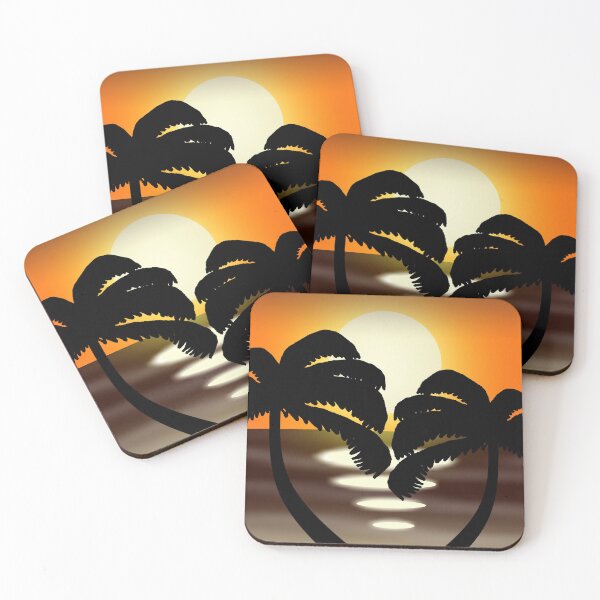 Item preview, Tropical Sunset Hearts - Silhouette Palm Trees Digital Art designed and sold by ArtisticJump.