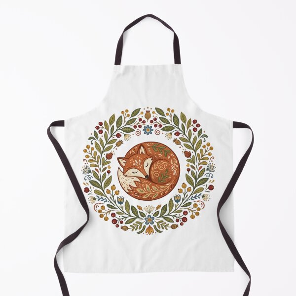 Item preview, Folk Art Sleeping Fox Floral Wreath designed and sold by Sanan Israyilli.
