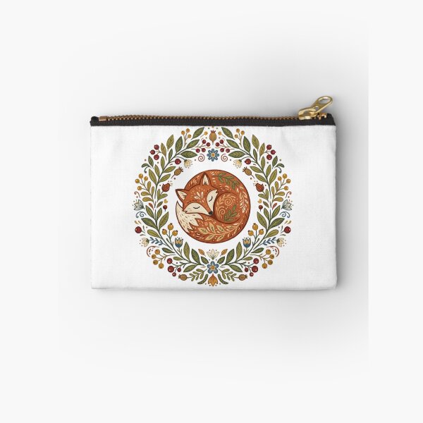 Item preview, Folk Art Sleeping Fox Floral Wreath designed and sold by Sanan Israyilli.