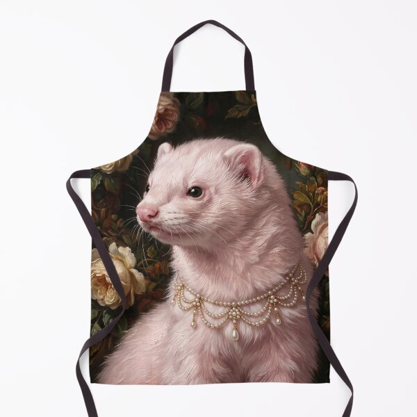 Item preview, Regal White Ferret with Pearl Lace Necklace designed and sold by Real Beast Art.
