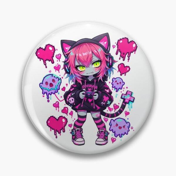 Item preview, Zombie Gamer Girl – Cute Chibi Catgirl Gaming designed and sold by Kubbykat.