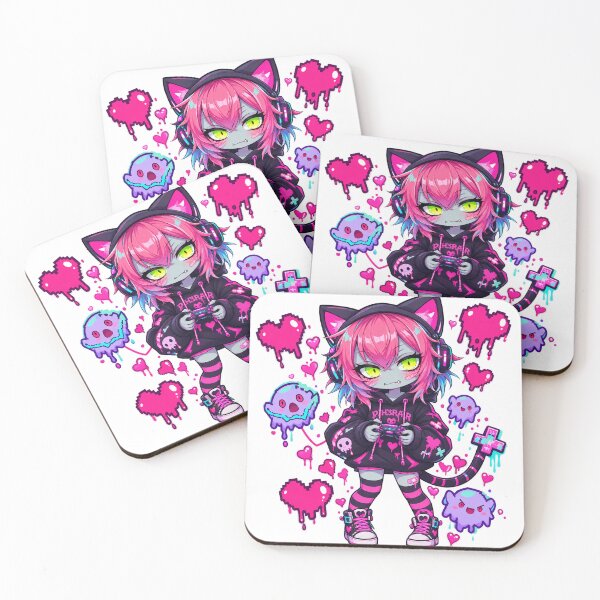 Item preview, Zombie Gamer Girl – Cute Chibi Catgirl Gaming designed and sold by Kubbykat.