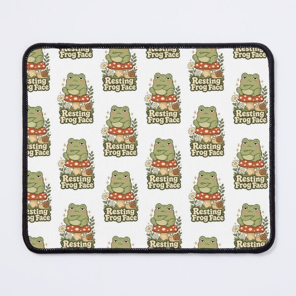 Item preview, Resting Frog Face - Cute Grumpy Frog on Mushroom, Funny Cottagecore Kawaii Amphibian designed and sold by MIRAJIL.