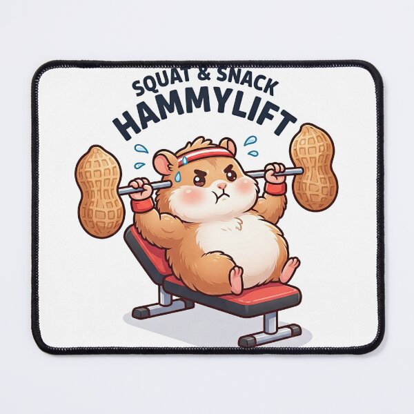 Item preview, Funny Hamster Bench Pressing Peanut Squat Snack Artwork designed and sold by Rahat3344.
