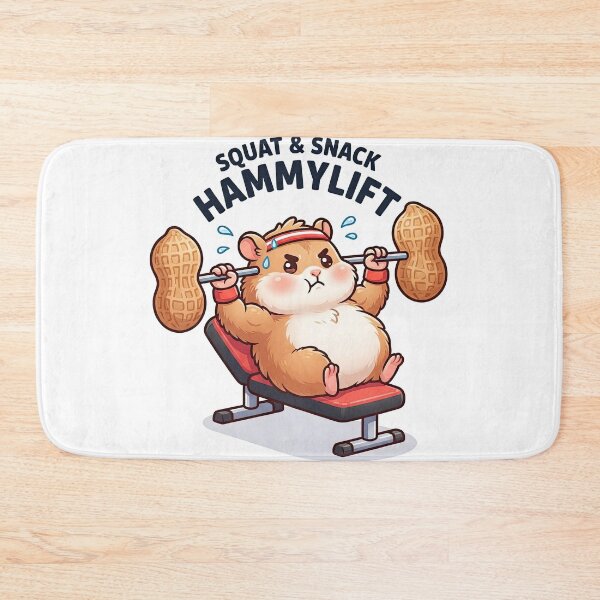 Item preview, Funny Hamster Bench Pressing Peanut Squat Snack Artwork designed and sold by Rahat3344.