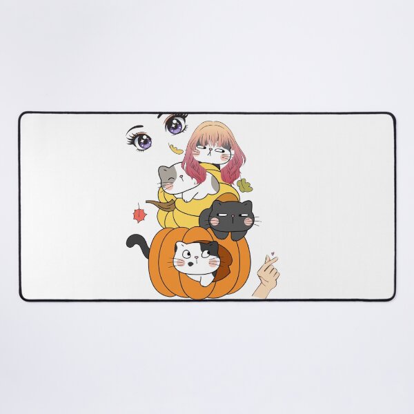 Item preview, Anime girl and her cats celebrate halloween designed and sold by goksugurkan.