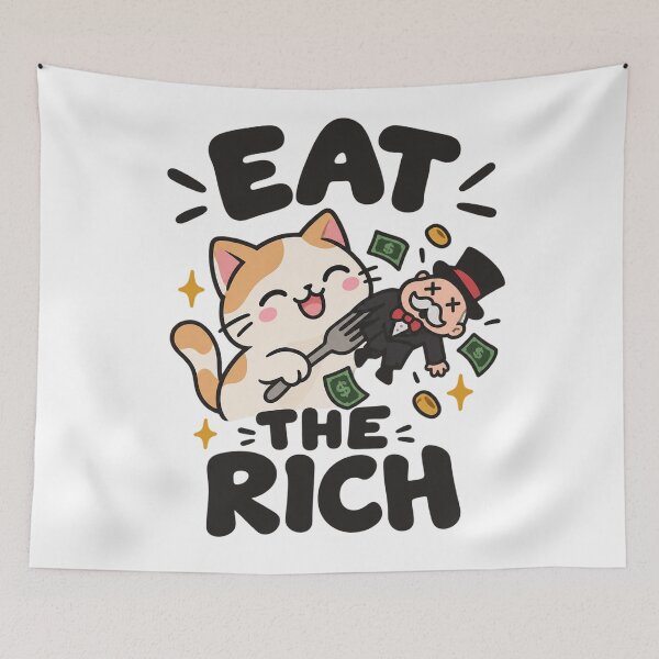 Item preview, Cute Cat Eating The Rich Funny Parody designed and sold by Owcomm.