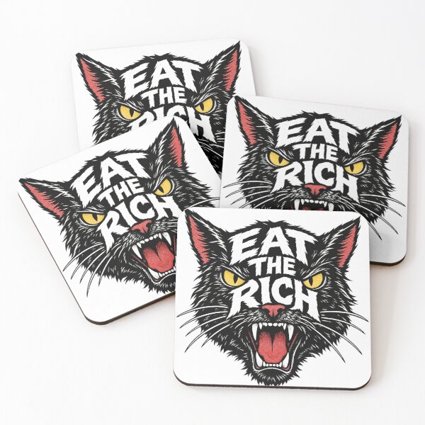 Item preview, Rebellious Black Cat Eat The Rich Slogan designed and sold by Owcomm.