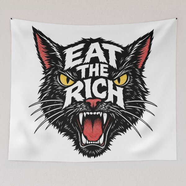 Item preview, Rebellious Black Cat Eat The Rich Slogan designed and sold by Owcomm.