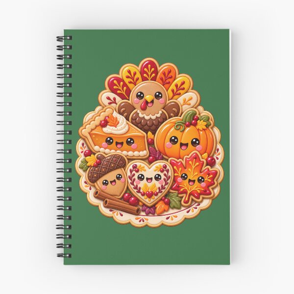 Item preview, Kawaii Thanksgiving Cookie Platter with Turkey, Pumpkin Pie, Acorn and Fall Leaf Cookies designed and sold by ALH Apparel.