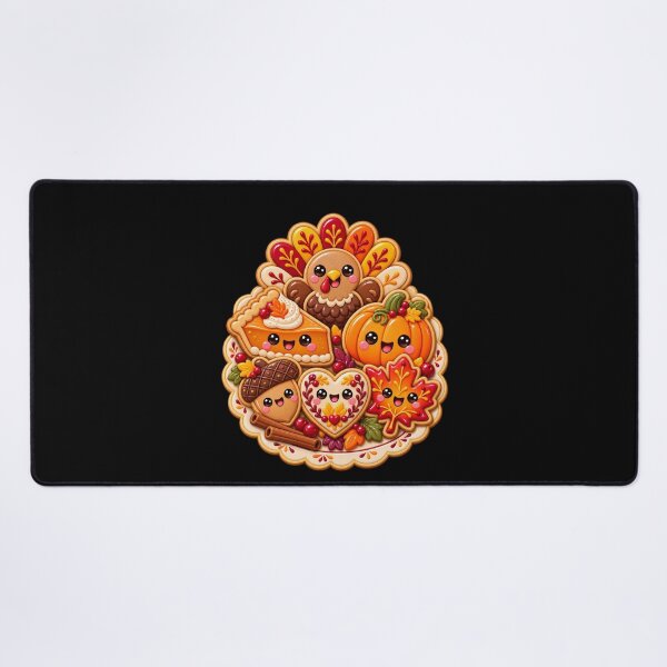 Item preview, Kawaii Thanksgiving Cookie Platter with Turkey, Pumpkin Pie, Acorn and Fall Leaf Cookies designed and sold by ALH Apparel.
