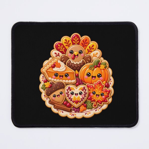 Item preview, Kawaii Thanksgiving Cookie Platter with Turkey, Pumpkin Pie, Acorn and Fall Leaf Cookies designed and sold by ALH Apparel.
