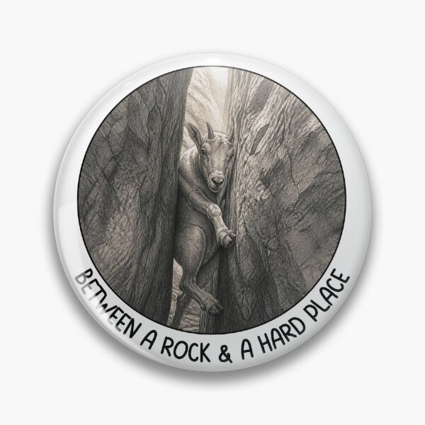 Item preview, Between a Rock and a Hard Place | Funny Mountain Goat Stuck Between Rocks designed and sold by BnETees.