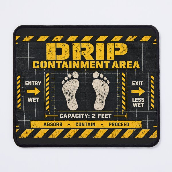 Item preview, Drip Containment Area – Funny Industrial Bath Mat Design designed and sold by astersgraphics.