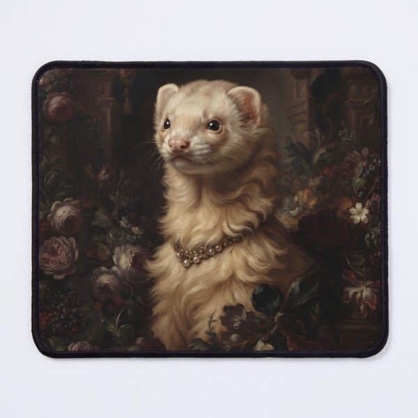 Item preview, Regal Cream Ferret with Pearl Choker Necklace designed and sold by Real Beast Art.