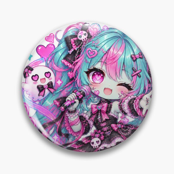 Item preview, Neon Zombie Idol – Kawaii Chibi Gothic Singer designed and sold by Kubbykat.