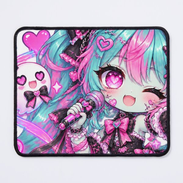 Item preview, Neon Zombie Idol – Kawaii Chibi Gothic Singer designed and sold by Kubbykat.