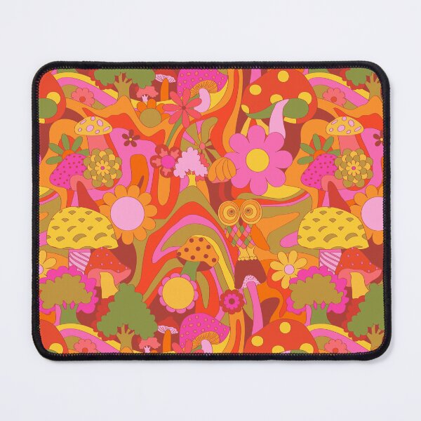 Item preview, 70s Psychedelic Funky Forest in Pink and Orange designed and sold by YesterdayColl.