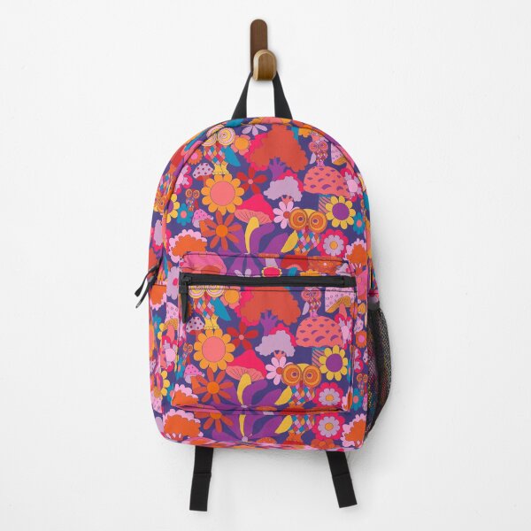 Item preview, Retro Owl and Mushroom Forest in Purple and Orange designed and sold by YesterdayColl.