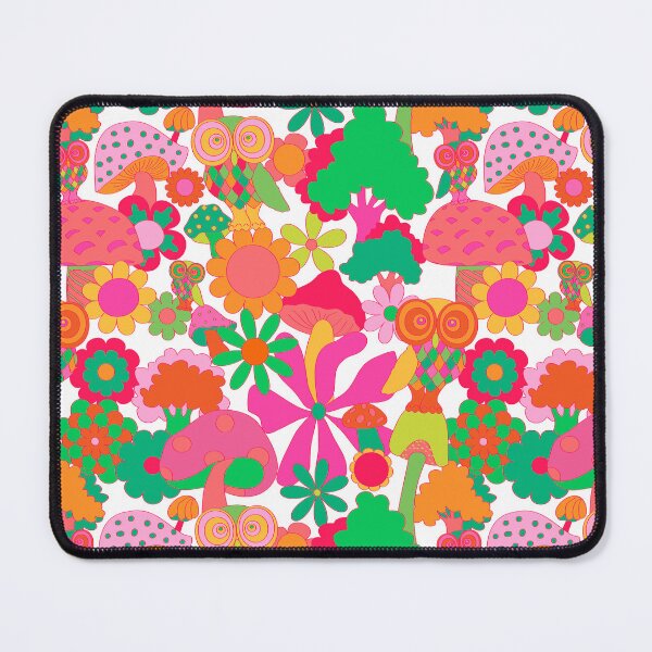 Item preview, Retro Owl and Mushroom Forest in White designed and sold by YesterdayColl.