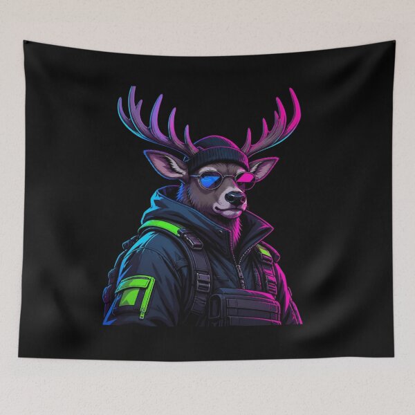 Item preview, Cyberpunk Reindeer Techwear Winter Graphic designed and sold by LazyDayzCo.