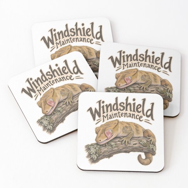 Item preview, Crested Gecko Windshield Maintenance Funny Gecko Art designed and sold by threadandfangs.