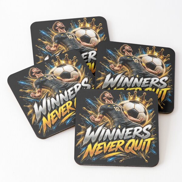 Item preview, Winners Never Quit | Soccer Football Champion Motivation Gift designed and sold by M. Mamdouh Artworks.
