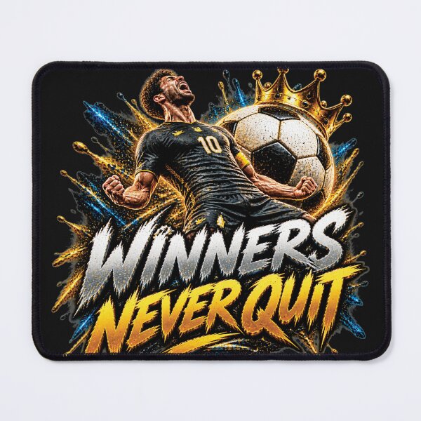 Item preview, Winners Never Quit | Soccer Football Champion Motivation Gift designed and sold by M. Mamdouh Artworks.