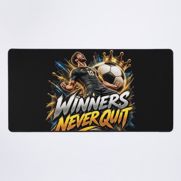 Item preview, Winners Never Quit | Soccer Football Champion Motivation Gift designed and sold by M. Mamdouh Artworks.
