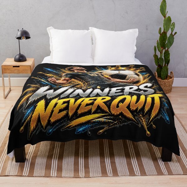Item preview, Winners Never Quit | Soccer Football Champion Motivation Gift designed and sold by M. Mamdouh Artworks.